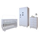 Ver imagem 3 de Quarto de Bebê Completo 100% MDF com Guarda Roupa 3 Portas, Cômoda e Berço Mini Cama Life
