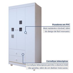 Quarto de Bebê Completo 100% MDF com Guarda Roupa 3 Portas, Cômoda e Berço Mini Cama Life Espresso Móveis - 6