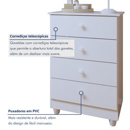 Quarto de Bebê Completo 100% MDF com Guarda Roupa 3 Portas, Cômoda e Berço Mini Cama Life Espresso Móveis - 10
