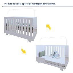 Quarto de Bebê Completo 100% MDF com Guarda Roupa 3 Portas, Cômoda e Berço Mini Cama Life Espresso Móveis - 12