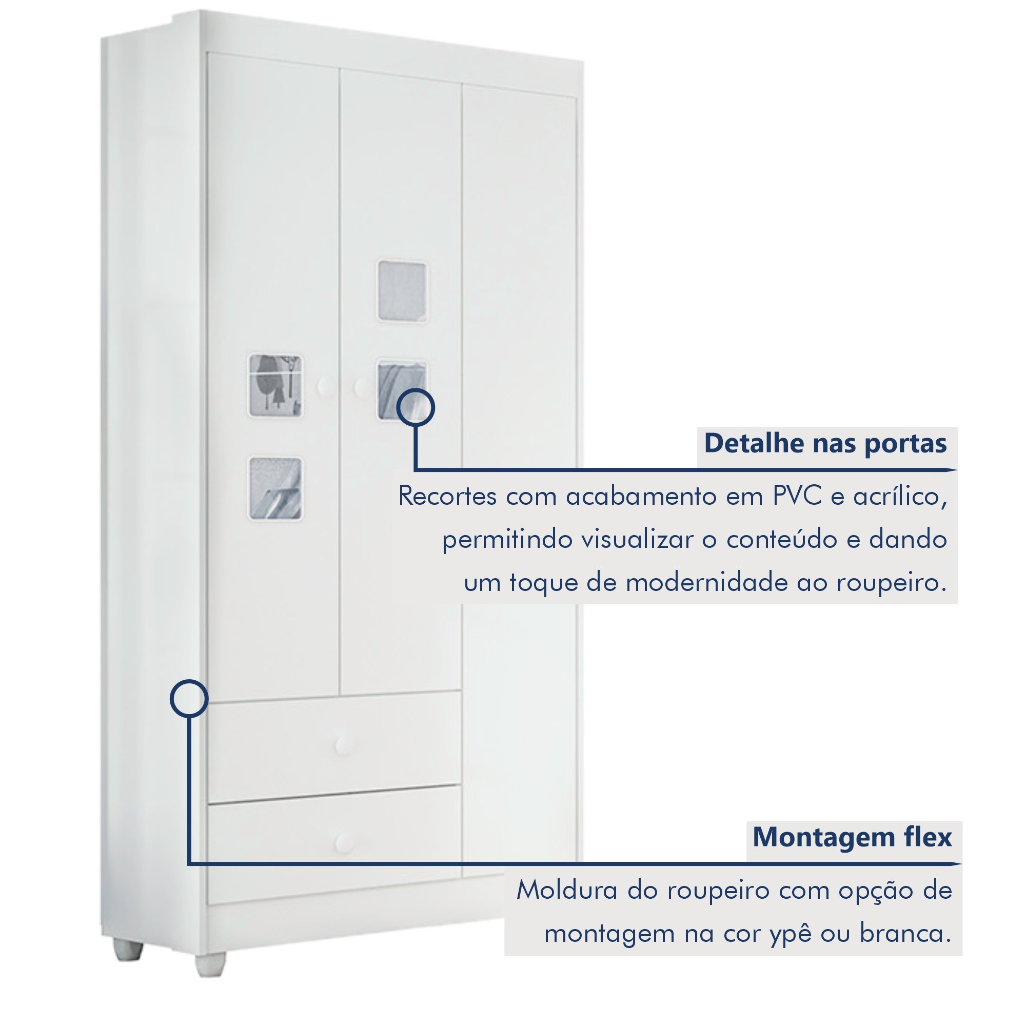 Quarto de Bebê Completo 100% MDF com Guarda Roupa 3 Portas, Cômoda e Berço Mini Cama Life Espresso Móveis - 2
