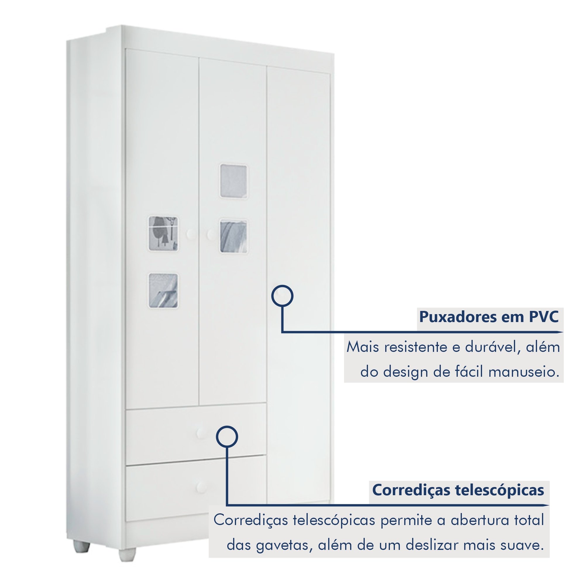 Quarto de Bebê Completo 100% MDF com Guarda Roupa 3 Portas, Cômoda e Berço Mini Cama Life Espresso Móveis - 4