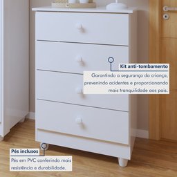 Quarto de Bebê Completo 100% MDF com Guarda Roupa 3 Portas, Cômoda e Berço Mini Cama Life Espresso Móveis - 9