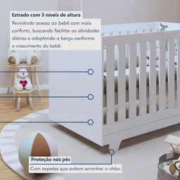 Quarto de Bebê Completo 100% MDF com Guarda Roupa 3 Portas, Cômoda e Berço Mini Cama Life Espresso Móveis - 14