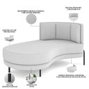 Ver imagem 3 de Sofá Chaise Longue Sala de Estar Living Lucca Esquerdo D02 Bouclê Branco B-53 - Lyam Decor
