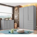 Ver imagem 2 de Jogo de Quarto Infantil Pietra com Guarda Roupa e Cômoda Cinza Pr Baby Cinza