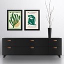 Ver imagem 1 de Kit 2 Quadros Gravuras Artes Matisse Verdes 24x18cm:moldura Preta