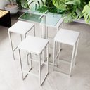 Ver imagem 1 de Conjunto Mesa Alta Bar Bistrô Quadrada Vidro 4 Bancos Estofado Don Castro Decor