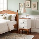 Ver imagem 1 de Mesa de Cabeceira 4 Gavetas Pés Luis Xv em Madeira Cor Branco/Imbuia