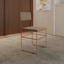 Ver imagem 1 de Cadeira de Jantar Estofada Veludo Bege Base Cobre Vitoria - Cor: Marrom