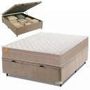 Ver imagem 3 de Cama Box Baú Casal Colchão Molas Qatar 138x188x63cm Bege/Branco Inducol