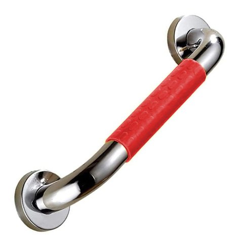 Barra Alça de Apoio Antiderrapante 40cm Aço Inox Banheiro Box Anti Queda Evita Acidentes Gestante Id