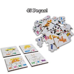 Quebra Cabeça Infantil Divertido Resistente Peças em Madeira Silabas - 3