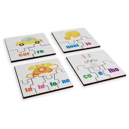 Quebra Cabeça Infantil Divertido Resistente Peças em Madeira Silabas - 2