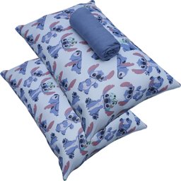 Jogo de Cama Portallar Casal Malha 100% Algodão Disney Mickey Stitch e Xepa 3 Peças Azul - 1