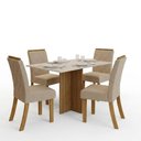 Ver imagem 3 de Conjunto Sala de Jantar Layla Glam 4 Lugares Tampo MDF Cadeiras Estofadas Off White 120cm Casa 812