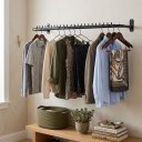 Ver imagem 1 de Kit com Duas Araras Cabideiros Rt Organizador de Cabides Aço Reforçado Loja Closet Quarto