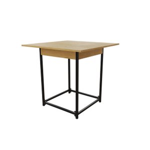 Mesa Industrial Mônaco 90x90 Ferro Preto Tampo Canela