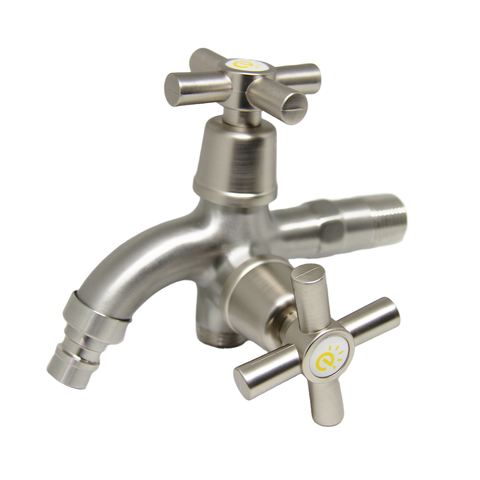 Torneira Lavanderia Tanque 2 Saídas Aço Inox 304 Escovado