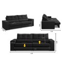 Ver imagem 2 de Sofá Retrátil e Reclinável 2 Lugares 1,50m com Molas Milena Suede Preto Rover & Beato