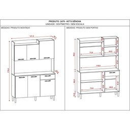 Armário de Cozinha Pequeno 6 Portas e Genova Kits Paraná - 9