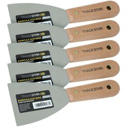 Kit 5 Espátula 8 Cm Aço Inox Multiuso Chapa Gesso Drywal - 1