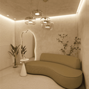 Ver imagem 1 de Sofá Curvo 3 Lugares Orgânico Amsterdã 200cm Bouclé Caramelo- Mabe Magazine