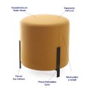Ver imagem 2 de Puff Banqueta Decorativo Denver Redondo Tecido Veludo Mostarda Pés Aço Preto Epóxi Kit 2 Unidades Po