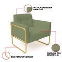 Ver imagem 3 de Poltrona Sala Industrial Alta Tubo Dourado Kit 2 Elisa Bouclê Pistache D03 - D’Rossi