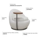 Ver imagem 3 de Poltrona Orgânica Kaira com Mesa Lateral Direita Base Fixa Titânio Bouclé Creep Off White - Nexta Ca