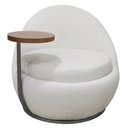 Ver imagem 6 de Poltrona Orgânica Kaira com Mesa Lateral Direita Base Fixa Titânio Bouclé Creep Off White - Nexta Ca