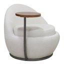 Ver imagem 1 de Poltrona Orgânica Kaira com Mesa Lateral Direita Base Fixa Titânio Bouclé Creep Off White - Nexta Ca