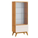 Ver imagem 1 de Cristaleira 2 Portas de Vidro e 1 Gaveta Classic Off White/Nature Imcal Móveis 73,2cm