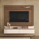 Ver imagem 1 de Painel para Tv 65 Pol com Bancada Suspensa 181cm Áquila B01 Castanho Off White - Lyam Decor