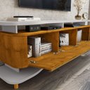 Ver imagem 6 de Rack para Sala de Estar Tv 75 Pol Orgânico Maui B02 Off White Naturalle Fresado - Lyam Decor