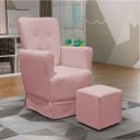 Ver imagem 1 de Poltrona de Amamentação Pé Palito Eduarda com Puff Veludo Velvet Rose - Lg Decor Baby