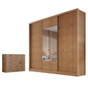 Ver imagem 1 de Guarda Roupa Casal Medelim com Espelho e Cômoda Seul Cumaru 23 - Novo Horizonte
