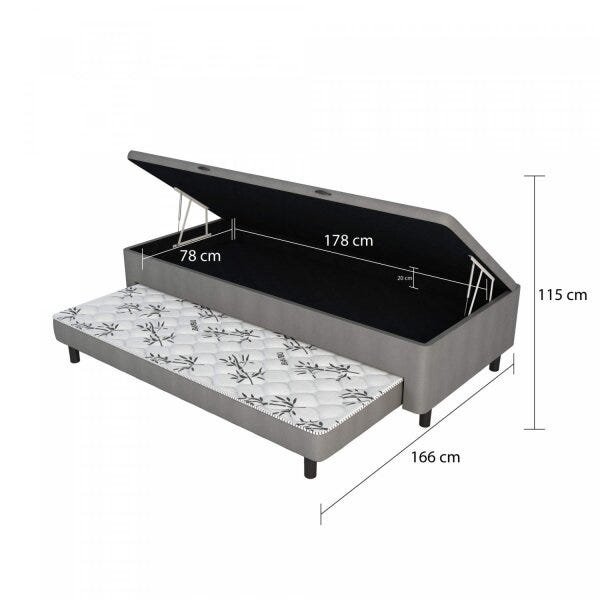 Base Box Solteiro com Baú e Cama Auxiliar Corino Espresso Móveis - 4