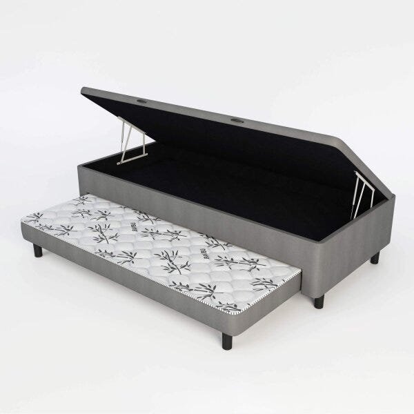 Base Box Solteiro com Baú e Cama Auxiliar Corino Espresso Móveis - 1