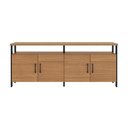 Ver imagem 3 de Balcão para Sala Casa Lar Moderno 4 Portas 100% MDF 180cm Freijó com Preto Fosco