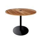 Ver imagem 2 de Mesa de Reunião Redonda 110cm com Plug Tomada F5 Office Cor:nogal com Preto