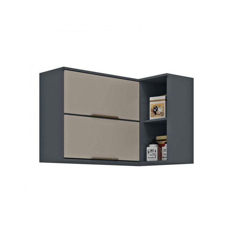 Armário Aéreo de Canto Modulado 2 Portas Basculante 2 Nichos Verace Espresso Móveis Armário Aéreo de Canto Modulado 2 Portas Basculante 2 Nichos Verace Espresso Móveis