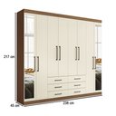 Ver imagem 4 de Guarda-roupa Casal Belize 8 Portas 6 Gavetas com Espelho Jatoba/areia - Pnr Móveis