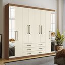 Ver imagem 1 de Guarda-roupa Casal Belize 8 Portas 6 Gavetas com Espelho Jatoba/areia - Pnr Móveis