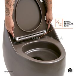 Vaso Sanitário Monobloco Caixa Acoplada Privada Aquarela Pingoo.casa - Marrom Fosco - 5