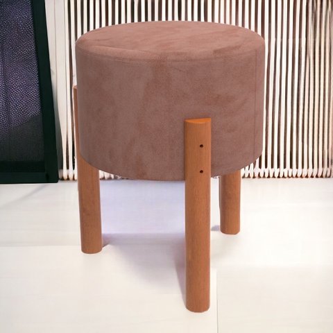 Banqueta Estofada Estrutura Reforçada Banquinho de Loja Puff:rosa
