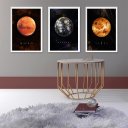 Ver imagem 1 de Kit 3 Quadros Decorativos Planetas 24x18cm:madeira Branca