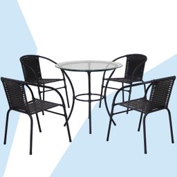 Jogo de Mesa com tampo 4 Cadeiras Happy Hour Área Gourmet Panero - 4
