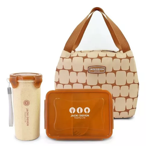 Bolsa Térmica Marmita Copo Fitness Kit 3 Peças Elementos