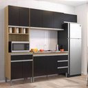 Ver imagem 2 de Cozinha Modulada Andréia 2,40m 10 Portas 4 Gavetas e Balcão com Tampo Amêndoa/preto